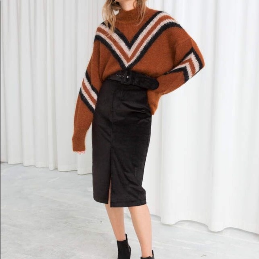 & Other Stories NWOT Belted Corduroy Midi Skirt